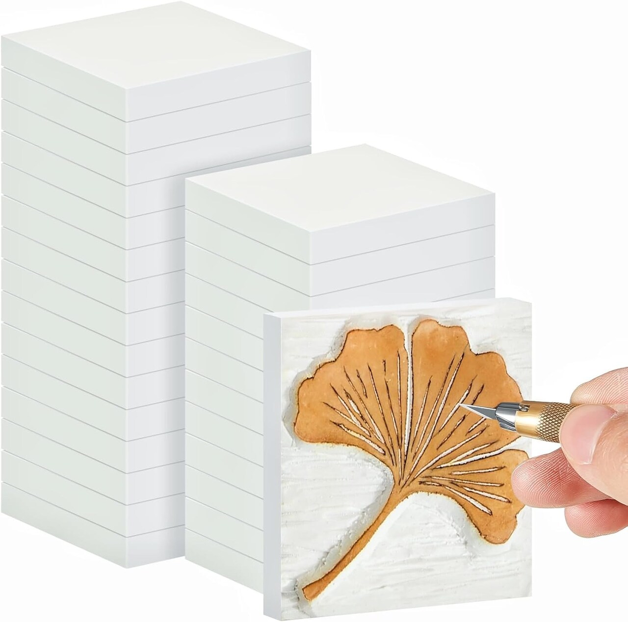 24 Pcs 2 x 2 Inch Rubber Carving Blocks for Stamp Making and DIY Crafts
